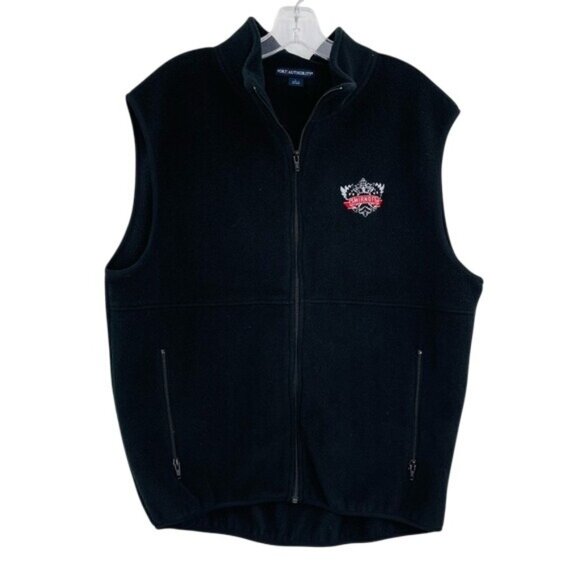 Fleece Vest With Embroidered Smirnoff Logo Mens L Black Full Zip Outerwear - Picture 1 of 8